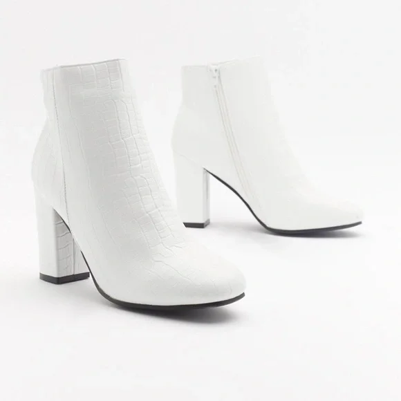 Nasty Gal Shoes Block Heel Croc Embossed Ankle Boots Poshmark